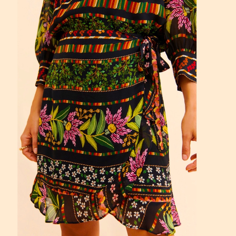 Farm Rio Arya Wrap Mini Skirt, xs, NWOT